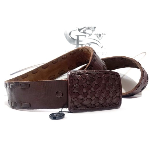 evgothicjewelry Braided Buckle Leather Brown Women Men Belt - Picture 3 of 10